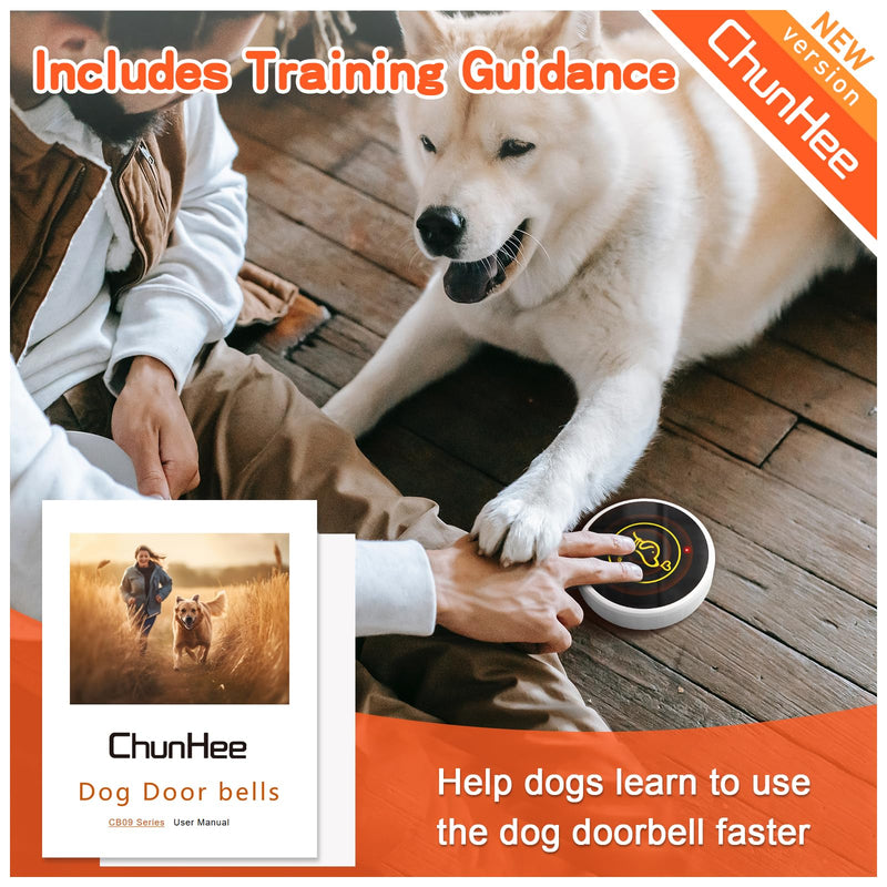 ChunHee Dog Door Bell, Smart Dog Doorbell for Potty Training to Go Outside, Dogs Bells for Doggie to Ring to Go Potty Train with Customized Ringtones Adjustable Volume, 1 Dog Button 1 Receiver & 1 Dog Buttons - PawsPlanet Australia