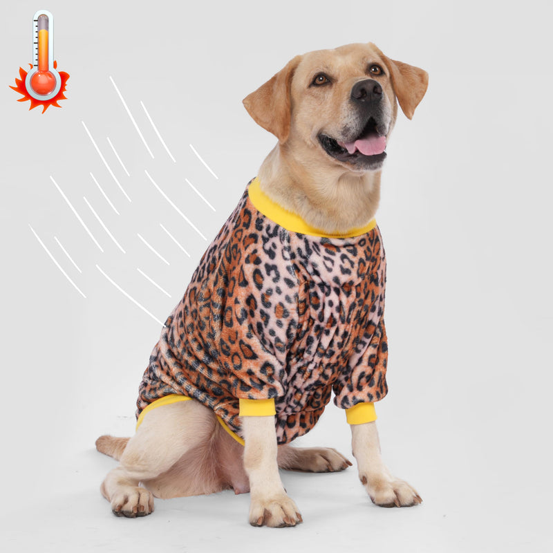 LovinPet Pet Jackets for Large Dogs - Lightweight Warm Pet Coats, Skin-Friendly Flannel Fabric Clothes for Pitbull, Loquat Rough Leopard Prints, Warm Dog Clothes for Pitbull Breeds,Brown 2XL - PawsPlanet Australia