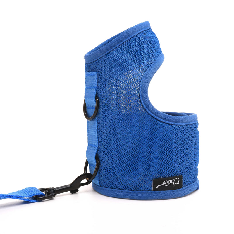 Cat Harness and Leash for Walking Escape Proof Breathable Mesh Fabric, Solid Blue, Medium, Adjustable Cat Walking Jackets, Padded Stylish Cat Vest M 5.5-9LBS Solid Blue Mesh - PawsPlanet Australia
