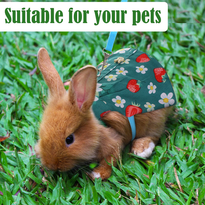 3 Piece Cute Rabbit Leash and Harness Set, Bunny Rabbit Dress Clothes Walking Harness Vest Escape Proof Pet Supply for Rabbit Hedgehog Ferret Guinea Pig (Peach, Pineapple, Strawberry) Peach, Pineapple, Strawberry - PawsPlanet Australia