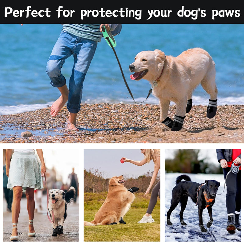 Winter Dog Boots - Non-Slip Dog Shoes for Snow/Summer Hot Pavement, Reflective Dog Booties & Paw Protectors for Medium/Large Dogs L Black - PawsPlanet Australia