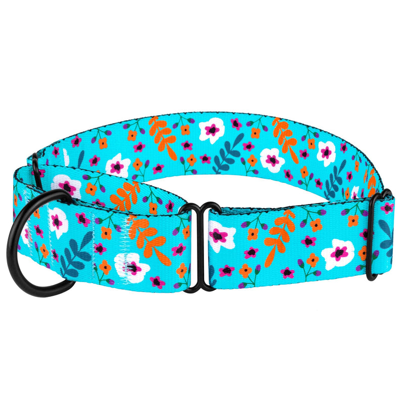 CollarDirect Martingale Collars for Dogs Heavy Duty Floral Pattern Female Safety Nylon Training Wide Collar Flower Design Large Medium (XL, Neck Size 19"-24", Toffee) - PawsPlanet Australia