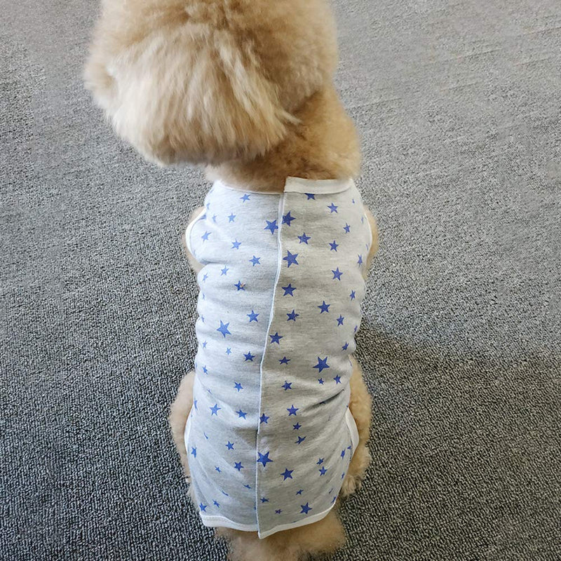 Dog’s Recovery Suit Post Surgery Shirt for Puppy, Wound Protective Clothes for Little Animals(grey stars-s) Small grey stars - PawsPlanet Australia