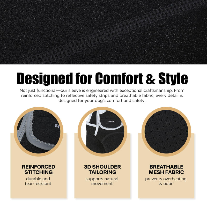 Dog Recovery Suit, Medical Cone Alternative, Abrasion Resistant Dog Recovery Sleeve, Washable 3mm Thick and Waterproof, Pet Wounds Prevent Licking, Bite, Being Wet, and Keep Dry XL Front Both Leg Sleeves