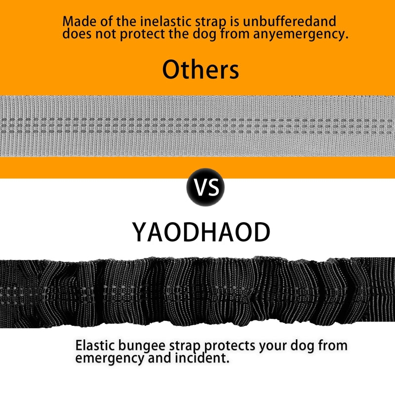 3 in 1 Pet Dog Car Seatbelt Leash, Removable Dog Car Harnesses, Adjustable Reflective Bungee Dog Seatbelt, LightBlack - PawsPlanet Australia