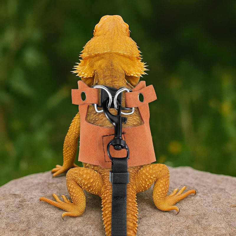 3 Pack Adjustable Harness and Leash Set Soft Leather Lizards Harness Small Animal Traction Rope Strap Bearded Dragon Lizard Training Walking Vest for Reptiles Squirrel Lizard Chinchilla - PawsPlanet Australia