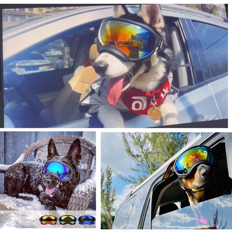 Soft Samll Dog Sunglasses Dog Goggles for Large Breed UV/Wind/Dust Protection Winproof Dog Puppy Sunglasses Pet Glasses Eye Wear with Adjustable Strap (Black Frame & Silver Lens/Small) Black Frame & silver Lens/Small - PawsPlanet Australia