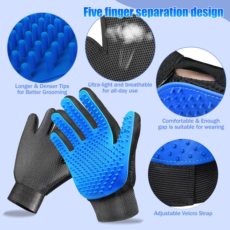 9 PCS Pet Grooming Brush Set,Self Cleaning Pet Hair Removal Comb,Pet Hair Remover Gloves,Spray Bottle, Lice Flea Combs, Pet Grooming Supplies,Essential Bathing,Brushing & Shedding Tool for Cats & Dogs