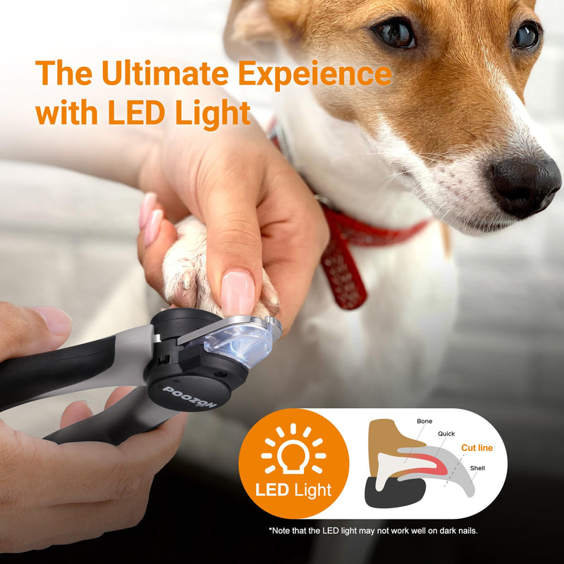 Dog Nail Clipper with Light, Illuminates Nail Clipper Kit or Bloodline for Safe, Easy Trimmers, Extra Sharp for Thick Nails, Quick Sensor, Avoid Over Cutting Toenail, for Cats & Dogs Grey - PawsPlanet Australia