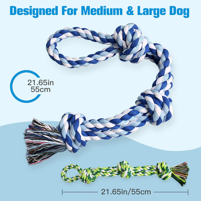 UPSKY Dog Rope Toys 2 Nearly Indestructible Dog Toys, Dog Toy for Medium to Large Breed, Dental Cleaning Chew Toys, Dog Tug Toy for Boredom, Dog Teething Toys, Dog Rope Toy for Aggressive Chewers B-Blue&Green