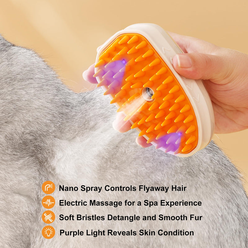 Spritz Defur Comb for Cats | Upgraded Electric Cloud Care Cat Brush | Steam Brush for Cats | Cat Nail Clippers with Safety Design | Pet Bath Brush with Gel Dispenser |3PCS Premium Grooming Supplies - PawsPlanet Australia
