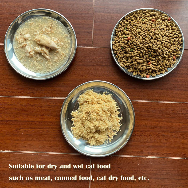 Cat Food Dishes, Stainless Steel Cat Shallow Dish Whisker Relief Cat Shallow Bowls Wide Plate Pet Dishes with Non-Slip Placemat Basic Dish for Cat Kitten (2 PCS, Medium) 2 PCS 6.7 Inch - PawsPlanet Australia