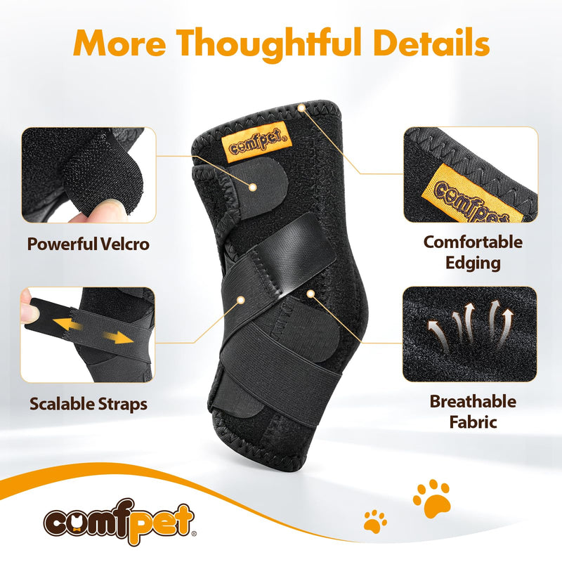 Dog Leg Brace for Rear Hock for Medium Dogs (15-40 lbs), Adjustable Dog Hind Leg Protector & Support Wrap with Metal Strips for Springer Spaniels, Bull Terrier, Labrador, Arthritis, ACL - M