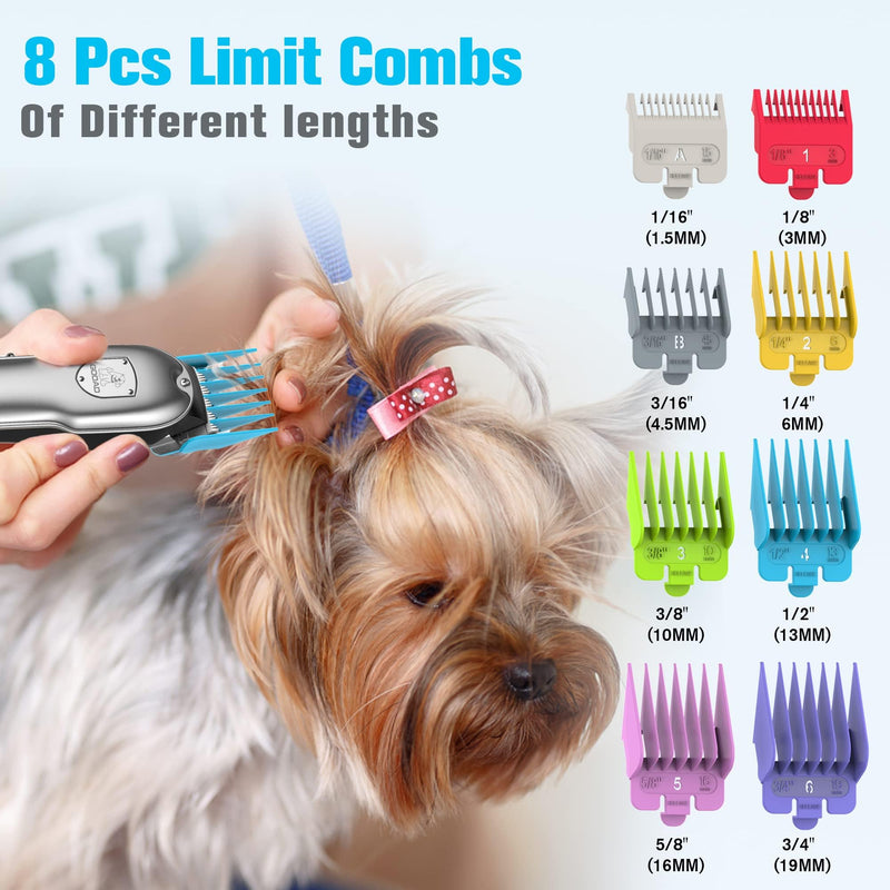 Dog Hair Clippers for Grooming Cordless Pet Clippers for Dogs Thick Hair with Metal Blades, Electric Rechargeable Dog Trimmer for Grooming Low Noise Pet Grooming Kit,Sliver Sliver