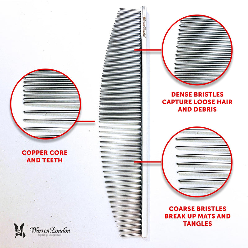Warren London Copper Crescent Comb 6.5 inches – Premium Dog Grooming Comb for Professional-Quality Results Comfort Control Durability and Detail Crescent Detail Comb