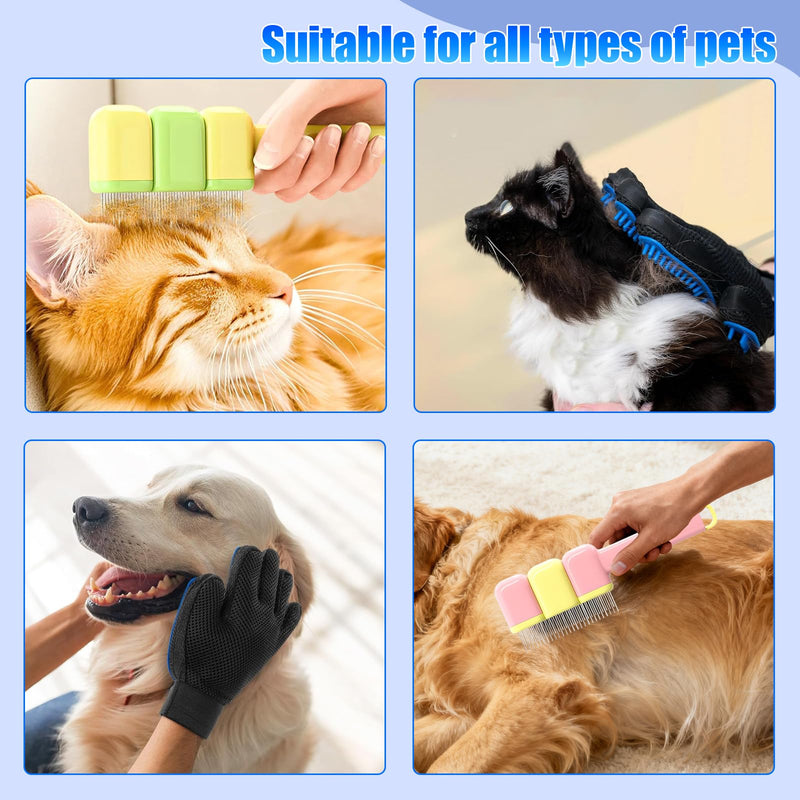 9 PCS Pet Grooming Brush Set,Self Cleaning Pet Hair Removal Comb,Pet Hair Remover Gloves,Spray Bottle, Lice Flea Combs, Pet Grooming Supplies,Essential Bathing,Brushing & Shedding Tool for Cats & Dogs