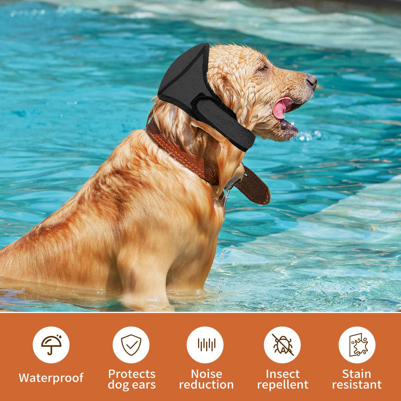 Dog Ear Muffs Noise Protection Waterproof Dog Ear Covers for Grooming Adjustable Pet Cats Dogs Calming Hood Pet Snood Swim Ears Protectors for Noise Anxiety Thunder Fireworks Swimming Bath (S) S