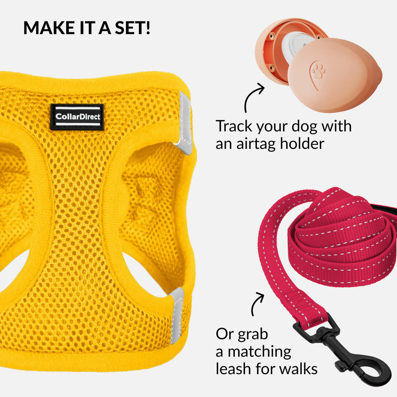 CollarDirect Step-in Reflective Dog Harness - Any Weather Air Mesh for Small and Medium Dogs Easy to Put On and Off (Size M, Yellow) - PawsPlanet Australia