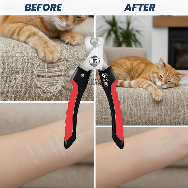 Dog Nails Clippers with Safety lock & Nail File Professional Dog clippers suitable for all sized Breeds Protection Guard to Prevent Over Cutting suitable for Cats Rabbits (Red Black, Small) Red Black