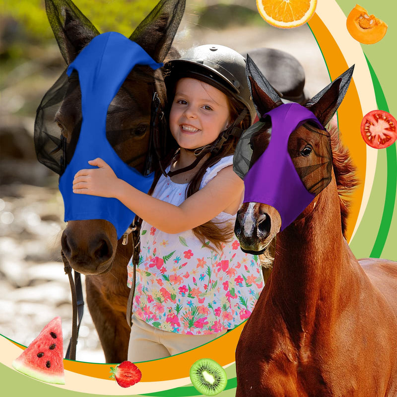 Qualirey 8 Pcs Horse Fly Masks for Horses Comfort Horse Fly Mask with Ears Soft Elasticity Fly Mask Sun Protection for Horses(Large) Large