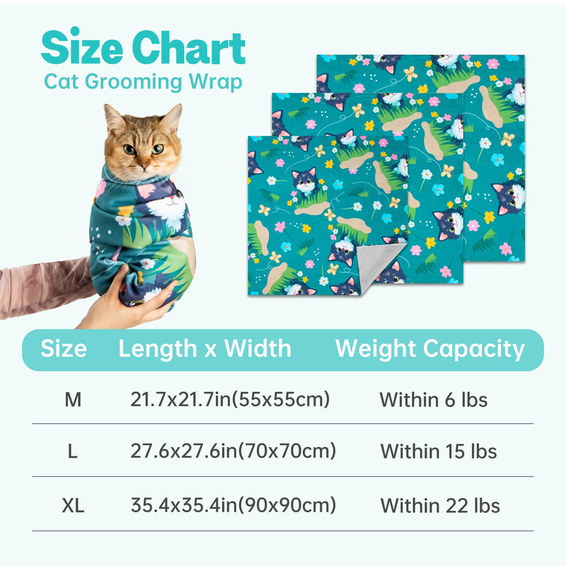 Cat Grooming Wrap, Cat Wrap for Cutting Nails, Self-Adherent Fabric Wrap for Cats, Cat Burrito Wrap Anti-Scratch, Anti-Escape, Multifunctional Swaddle Wrap Pet Tool 27.5×27.5" Large - PawsPlanet Australia
