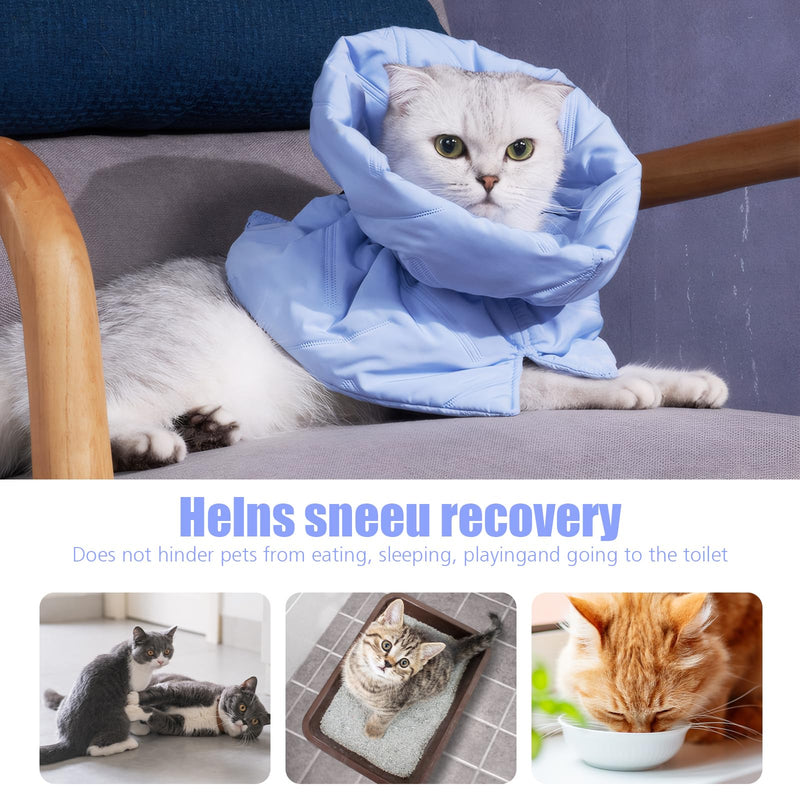 Collar for Cats, Lick Protection Cat, Adjustable Collar Cat, Soft, Waterproof Cat Collar, Lick Protection, Soft, for Cats, Kittens, Prevents Licking Wounds (Light Blue, S)