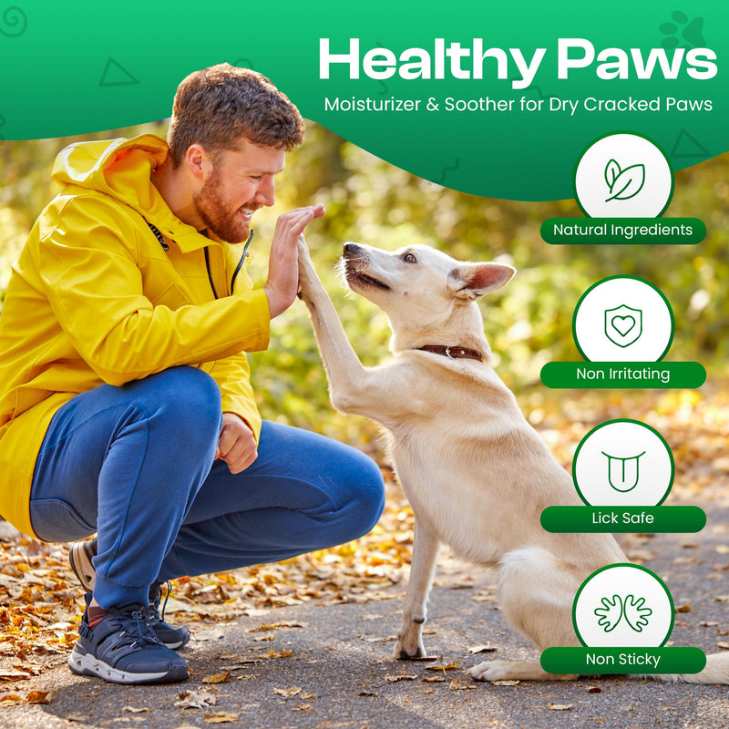 Dog Paw Balm 2.6 oz - Only 8 Natural Ingredients - Dog Paw Balm Lick Safe - Easy No-Mess Stick - Moisturizes & Heals Dry Cracked Paws, Nose & Elbow - All Weather Paw Protector for Dogs & Cats - PawsPlanet Australia