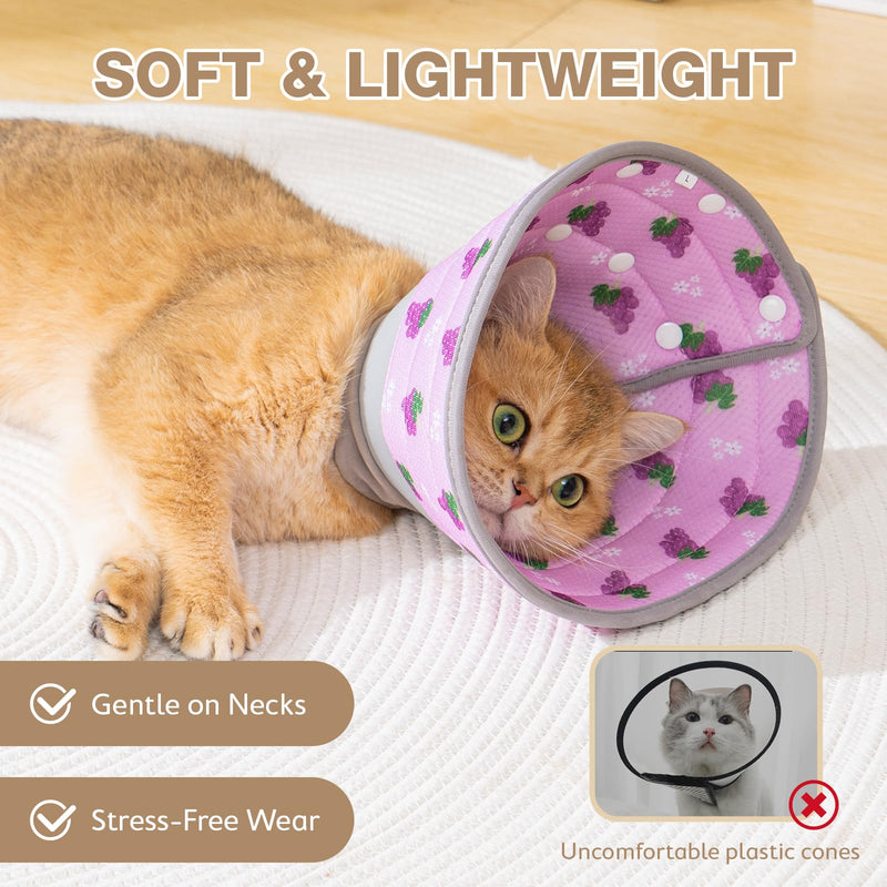 Avont Foldable Cat Cone Collar Soft to Stop Licking Bundle with Breathable Cat Recovery Suit for Post-Surgery -S