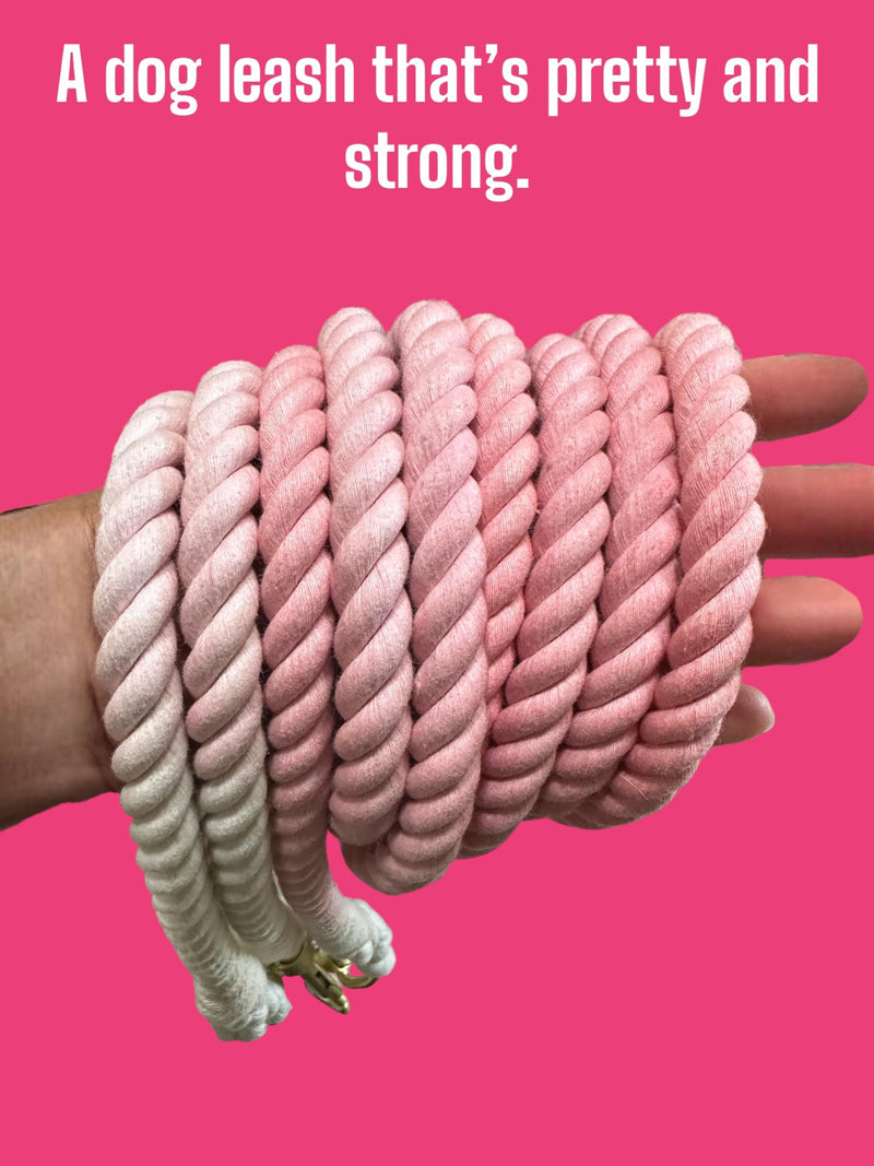 Glow Pups Rope Dog Leash with Durable Braided Design, Stylish Ombre Pattern, and Rustproof Swivel Hook, 5 Foot Long, Hand-Crafted, Ideal for Medium and Large Dogs (Pink) Pink - PawsPlanet Australia