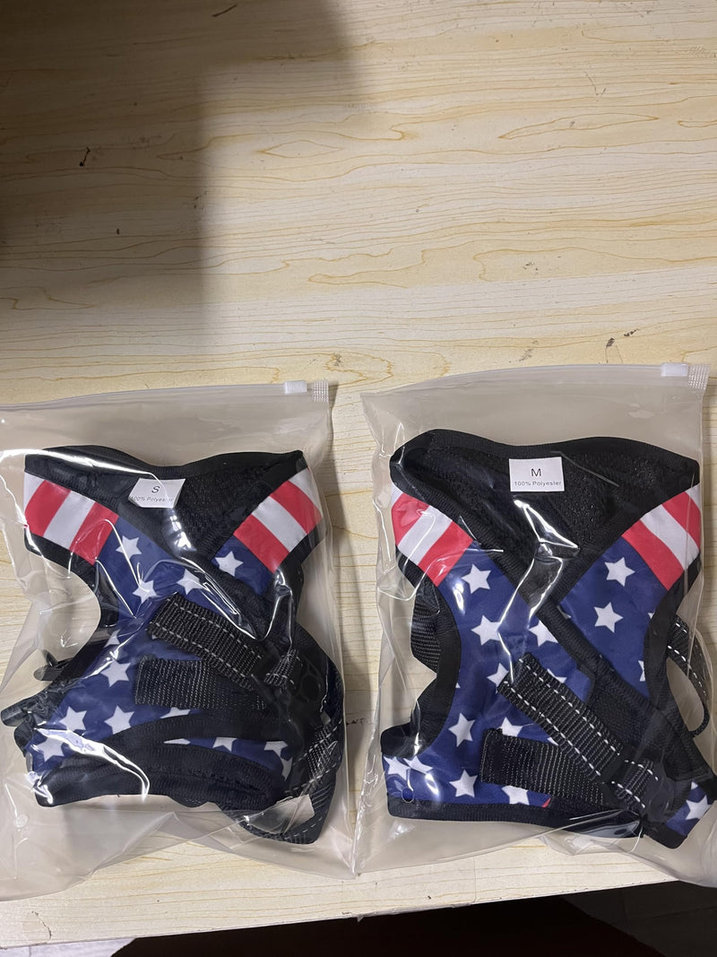 American Star Flag No Pull Dog Harness and Leash Set, Reflective Vest for Small Dogs, Adjustable Breathable Cute Classic Mesh Puppy Harness for Walking Hiking,Small American Star Flag - PawsPlanet Australia