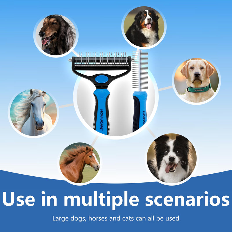 Pet Grooming Set with Shedding Brush and Dematting Comb，Brush for Long-haired Dogs，Dog Shedding Brush，Stainless steel teeth remove tangled hair，Pet Grooming Tools-Large Large - PawsPlanet Australia