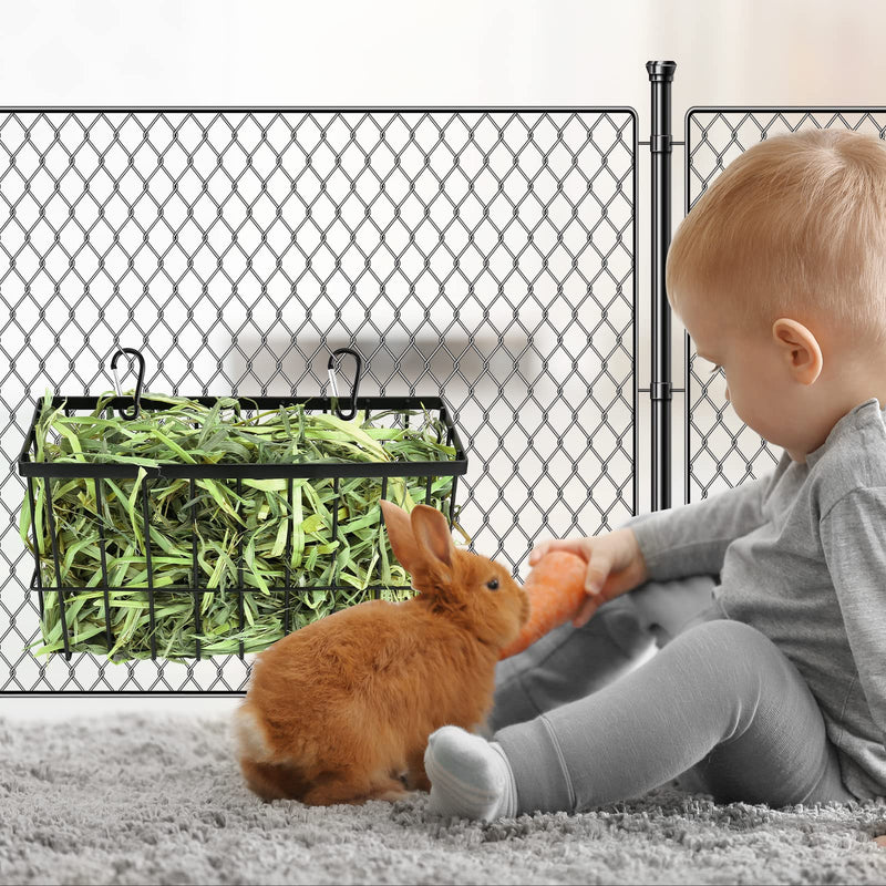 2PCS Rabbit Hay Feeder Guinea Pig Hay Feeder with Heavy Duty Metal Frame hay Rack Pet grass feeder Small animal basket with hook Metal feeding rack for rabbits Guinea pigs Chinchillas Timothy Dark black - PawsPlanet Australia