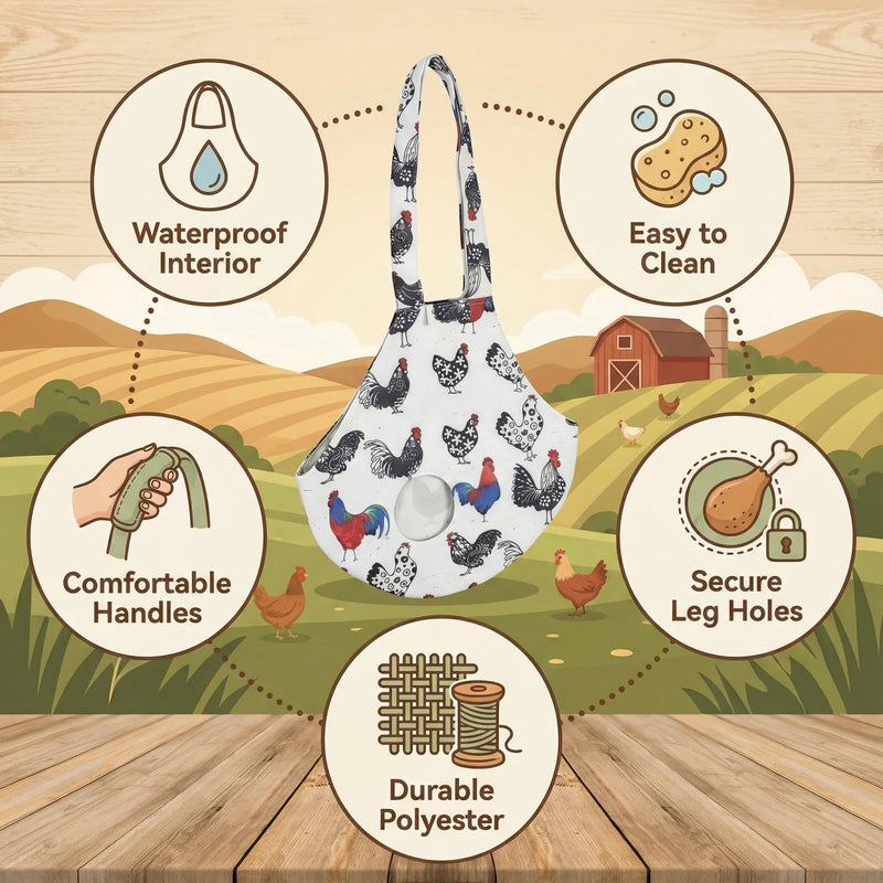 1 Pack Chicken Holder Bag, Chicken Sling Carrier, Rooster Sling with Handle for Poultry Transport, Travel, Hike, Drive