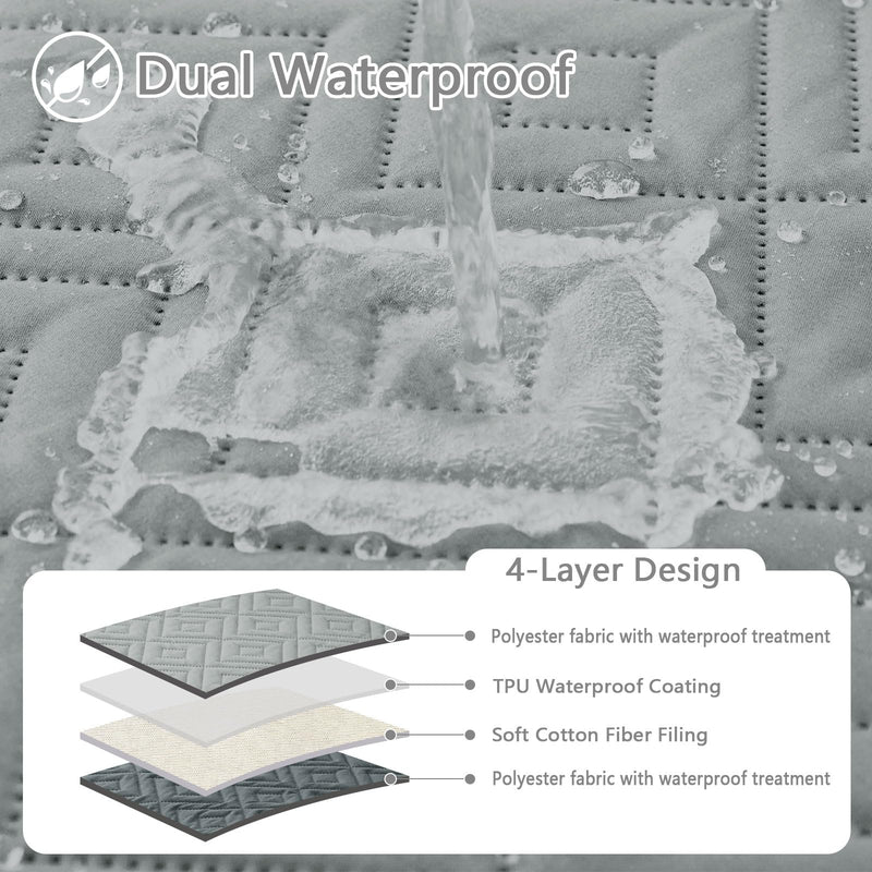 hyha Waterproof Dog Bed Blanket, Soft Pet Blankets 30x53 Inch and 82x102 Inch in Grey/Dark Grey, 2 Item Bundle - PawsPlanet Australia