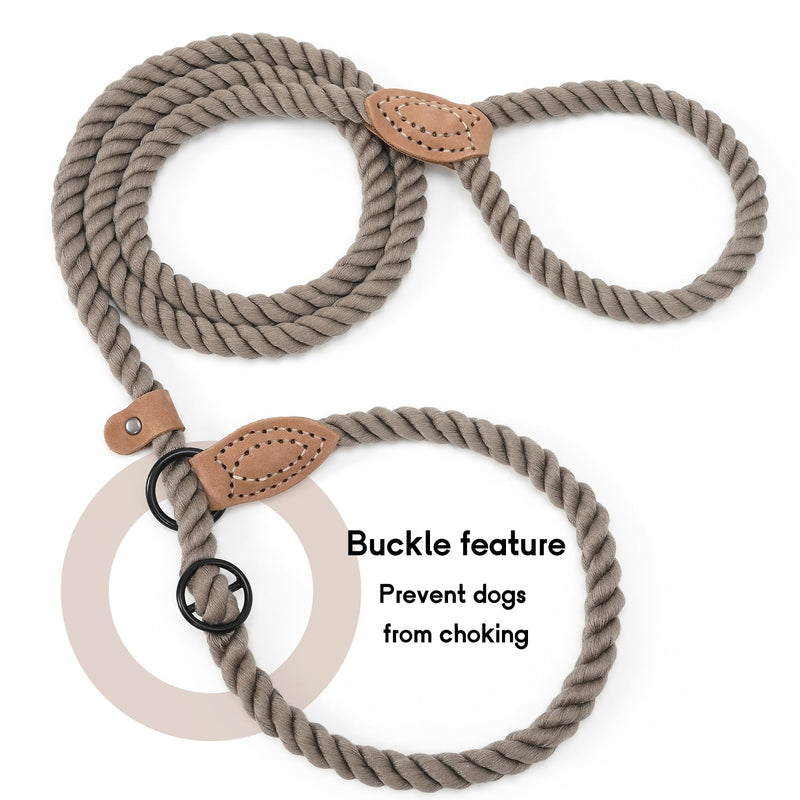 Mile High Life Slip Leads for Dogs | Heavy Duty Dog Training Leash | 5 Feet No Pull Slip Leashes w Leather Tip | Braided Rope Lead for Dogs Outside Braided Rope-Camel - PawsPlanet Australia