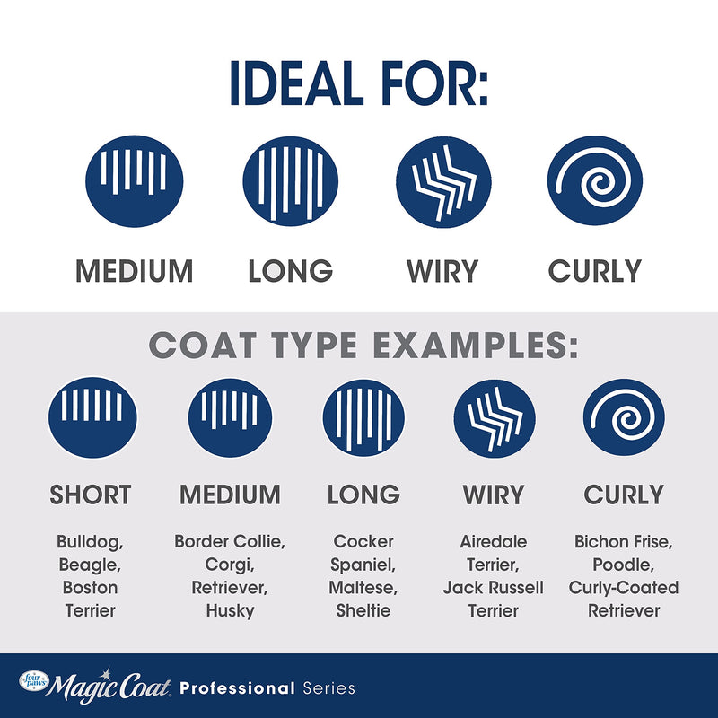 Four Paws Magic Coat Professional Series Grooming Brush for Dogs & Cats, Reduces Shedding, Stimulates Coat's Natural Oils, Ergonomic Design, Ideal for Medium, Long, Curly, and Wiry Coats - PawsPlanet Australia
