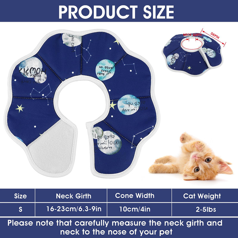 Cobee Soft Cat Cone Collar, Protective Cute Small Cat Recovery Collar Adjustable Fasteners Collars for Kittens Cats E-Collars After Surgery Wound Healing, Fit 6.3"-9" Neck Circumference(Constellation) Constellation - PawsPlanet Australia