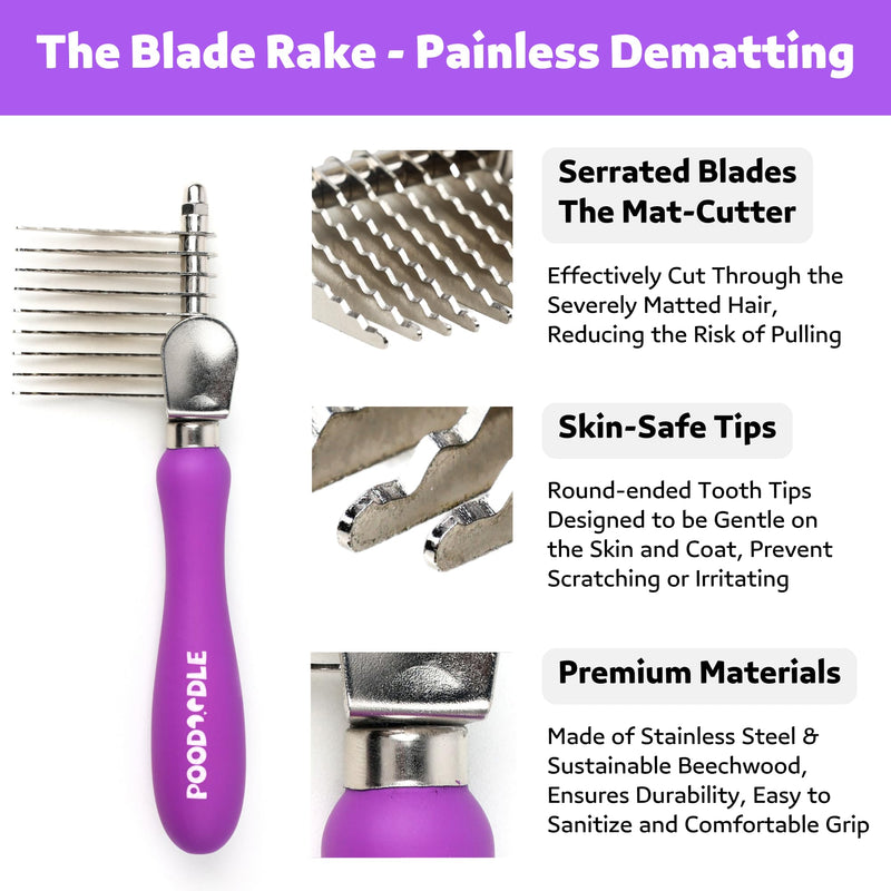 Pain-Free Dematting Comb Kit for Dogs & Cats, Dematting Rake & Detangling Dual-Side Comb Set, Dematting Brush for Dogs & Cats, Pet Grooming Tools Kit for Poodle Doodle & All Long Haired Pets - PawsPlanet Australia