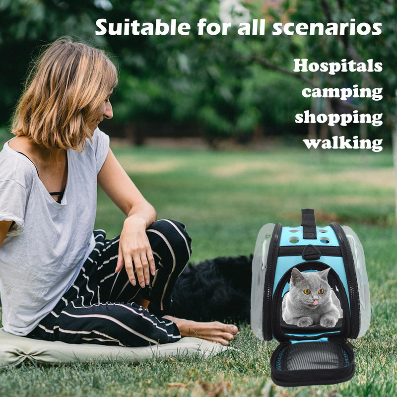 Carrier Bag for Guinea Pig,Portable Small Animal Carriers Pouch,Outgoing Rabbit Travel Carrying Case with 10PCS Disposable Underpads Breathable & Transparent for Hamster Bird Squirrel 【Blue】 - PawsPlanet Australia
