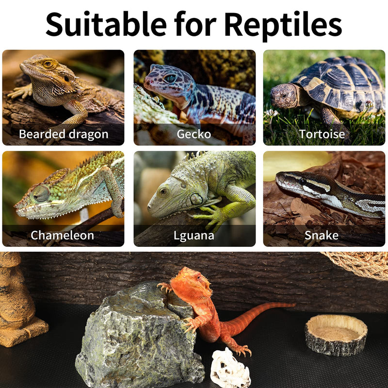 Bearded Dragon Tank Accessories, Reptile Carpet Bedding, Non-Adhesive Reptile Mat Warming Reptile Terrarium Carpet Substrate liner for Leopard Gecko, Snake, Lizard, Tortoise, Iguana Black(18"x36") 18x36" Black - PawsPlanet Australia