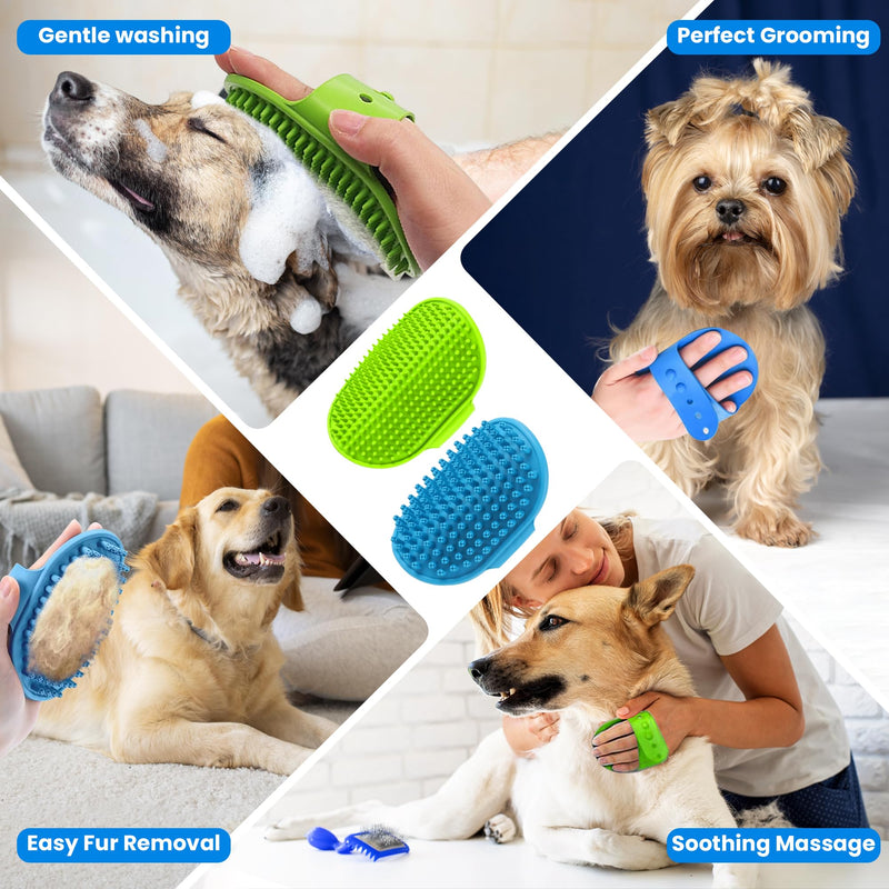 8Pcs Grooming Kit for Dog Cat & Horse|Dog Bathing Supplies|Dog Grooming Brush|Dog Bath Brush for Short & Long Hair|Dog Scrubber Brush for Bath |Dog Shampoo Brush|Dog Cleaning Gloves(sky blue) - PawsPlanet Australia