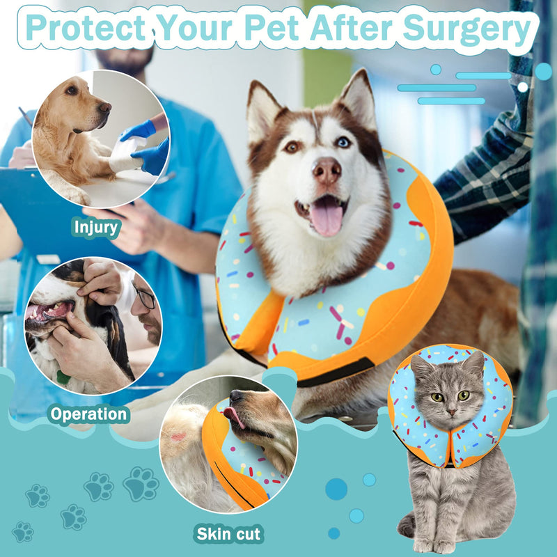 Recovery Donut Collar for Dogs & Cat,Inflatable Dog Cone Collar Alternative After Surgery,Soft Dog Cone for Large Medium Small Dog,Adjustable Dog Neck Donut Collar(Blue,X-Large) Blue XL（Neck 18"-23"） - PawsPlanet Australia