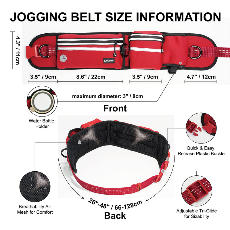 Kruz Hands Free Dog Leash (Waist 26”- 48”, Leash- 1”x 5ft) Premium Waist Belt for Walking, Running & Hike Bungee with Dual Handles, Adjustable Fit, Reflective Safety Design for Large Dogs (Turquoise) Turquoise - PawsPlanet Australia