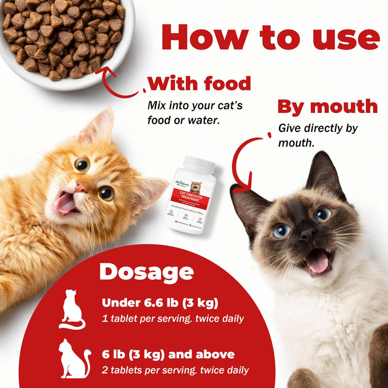 Cat Dental Care – Relieves Gingivitis – Inhibits Plaque & Tartar Buildup, Protects Gum Health and Relieves Bad Breath and Bleeding Gums, Natural Plant Extracts, 120 Easy-To-Swallow Tablets