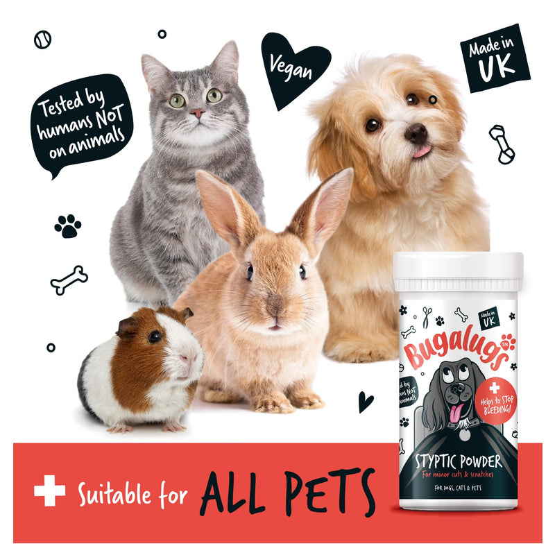 BUGALUGS Styptic Powder For Pets, Stops Bleeding Fast in Dogs, Cats, Birds, Rabbits & Pets, Safe Treatment for Cuts, Nail Clipper Nail Grinder Nicks and Grooming Dog First Aid Kit - PawsPlanet Australia