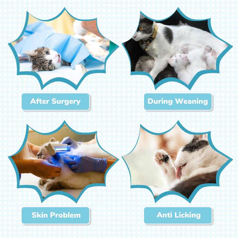PUMYPOREITY Adjustable Cat Recovery Shirt, Front Leg Injury Suit, Stretchable & Comfortable, Anti-Licking Long Sleeve Wound Cover, Prevents Scratching & Biting, Machine Washable, Blue, L Large - PawsPlanet Australia