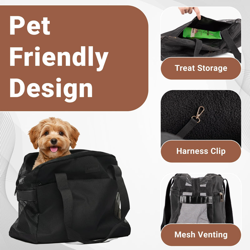 Airline Pet Tote – Dog & Cat Travel Bag, Soft-Sided Dog Carrier with Mesh Panels, Pockets & Removable Cushion, for Pets, Black - PawsPlanet Australia