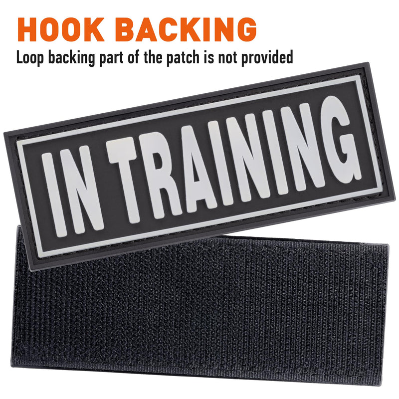 Dogline in Training Patches for Harnesses and Vests Removable 3D Rubber Patches with Hook Backing for Small Medium or Large Working Dogs 1" x 2.75" - Two Patches - PawsPlanet Australia