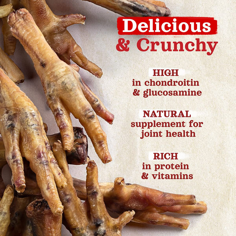 Natural Farm Nail-Free Chicken Feet Dog Treats (40 Pack), 100% Free-Range Air Dried Chicken Feet, No Nails, Fully Digestible, High Protein, Low Calorie, Joint Support, Single Ingredient 40 Count (Pack of 1)
