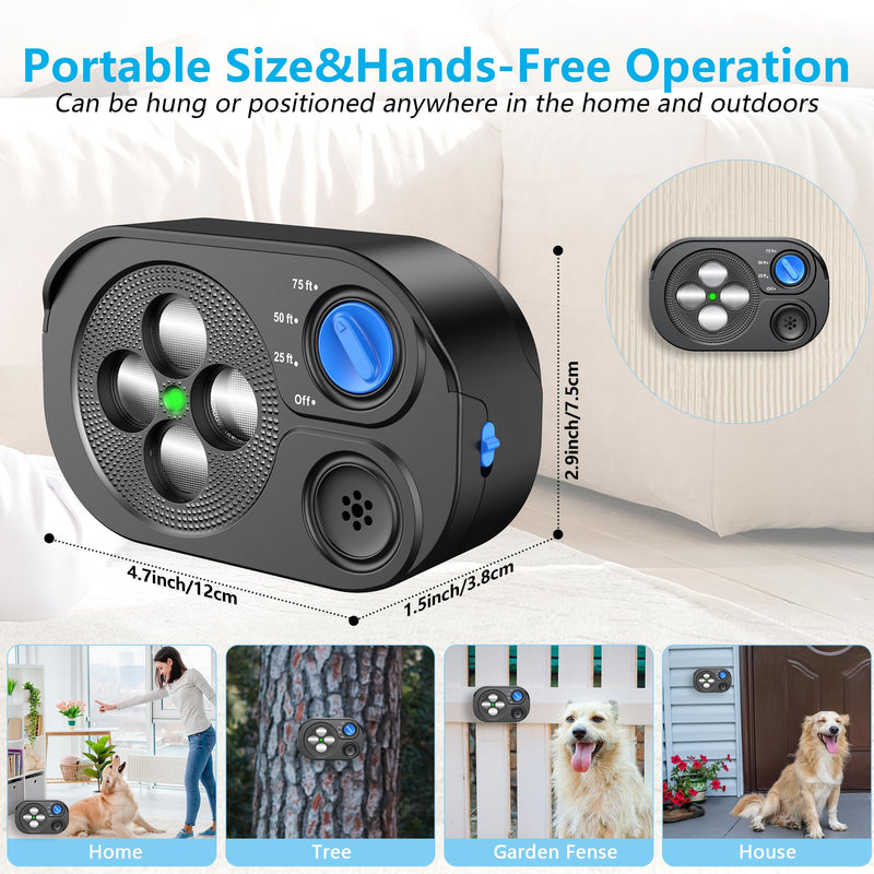 BONSO Ultrasonic Anti Barking Device for Dogs, Bark Control Device Box with 3 Modes, Variable Ultrasound Frequencies, Automatic Dog Whistle, Effective Range up to 75ft, Neighbor Dog Silencer (Black) Black Dog Barking Deterrent - PawsPlanet Australia